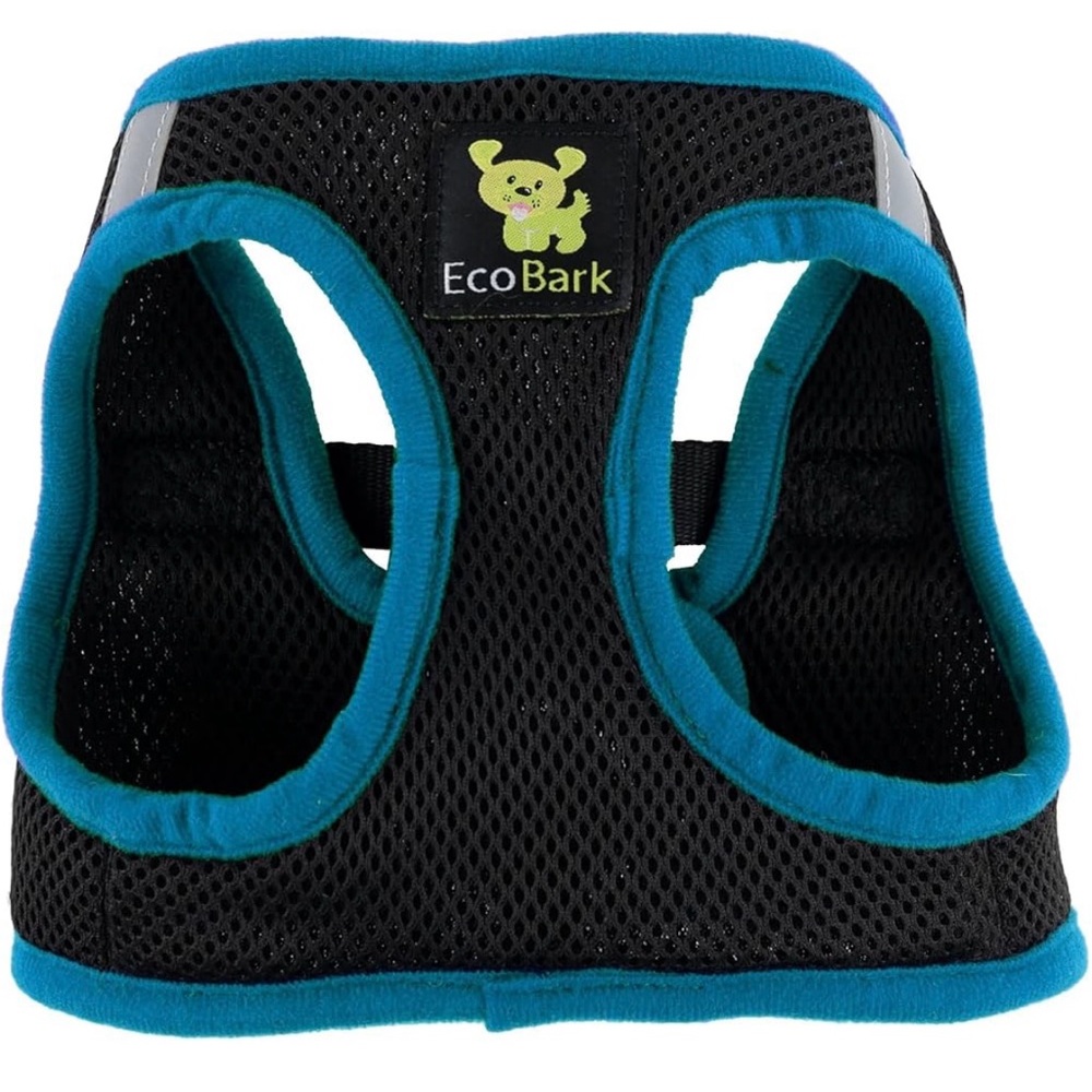 NWOT EcoBark Soft Hug Step In Reflective Vest Harness Black Mesh Blue XXXS